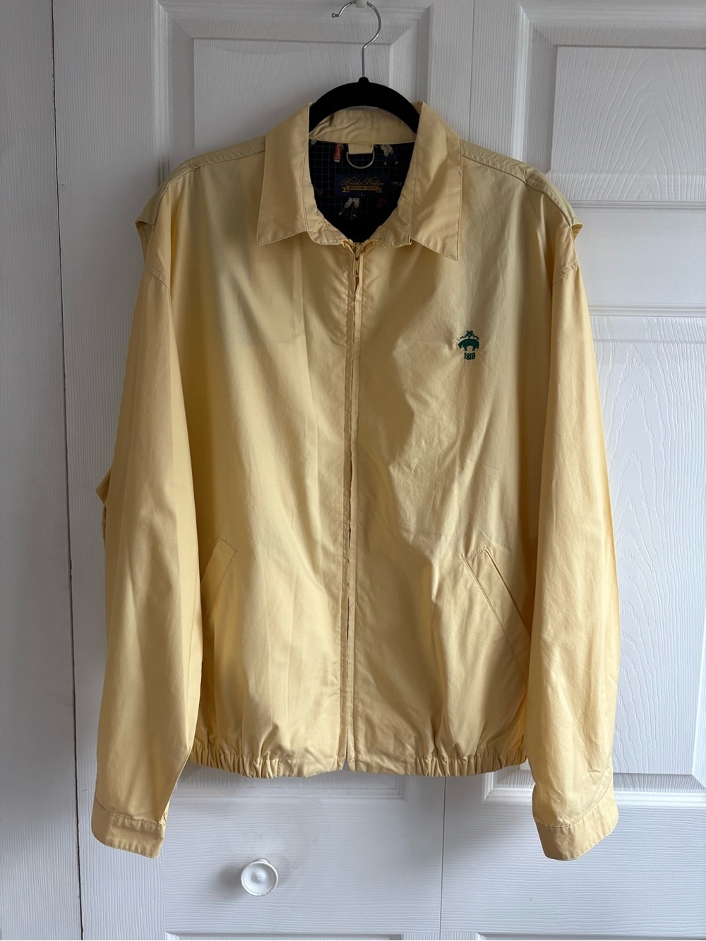 Vntg Brooks Brothers Golf Harrington Jacket Bomber‎ Yellow Novelty Lining Mens L